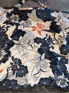 Bebe au Lait Navy, White & Orange Floral Nursing Cover
